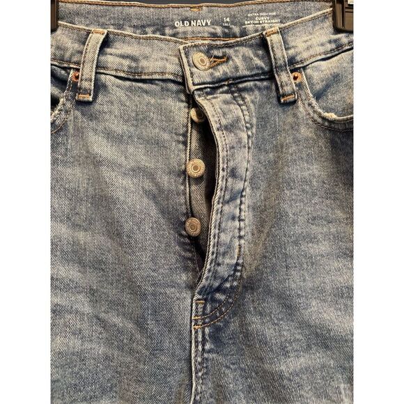 Old Navy Women's Distressed Curvy Extra Hi-Rise Skinny Jeans 14 Tall NWT - Picture 2 of 11